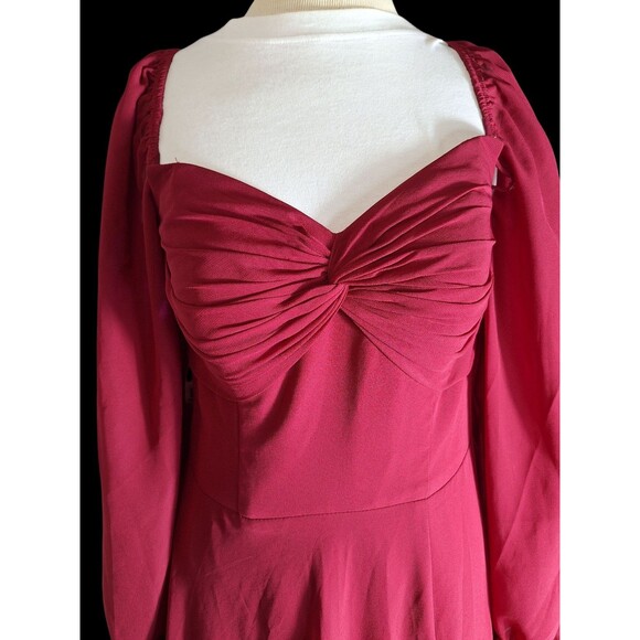 JJ's HOUSE Burgundy Chiffon Bridesmaid Dress Sz M Converitble Formal Wedding - Picture 3 of 15